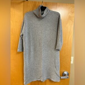 Loft Gray Striped Turtleneck Dress - Size Small